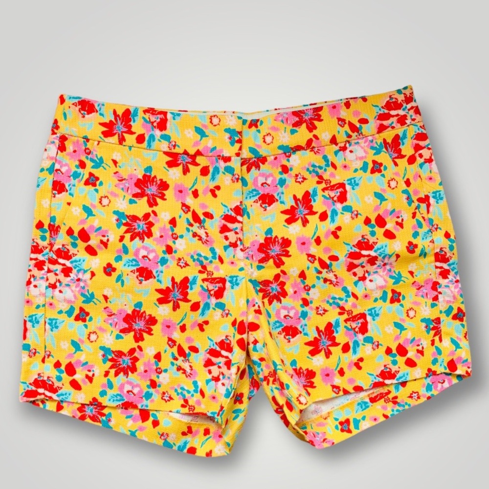 J. Crew Yellow Basketweave Floral Shorts